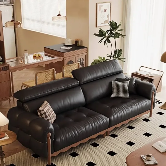Globe Furnishings - French retro style elegant leather sofa Globe Furnishings - French retro style elegant leather sofa
