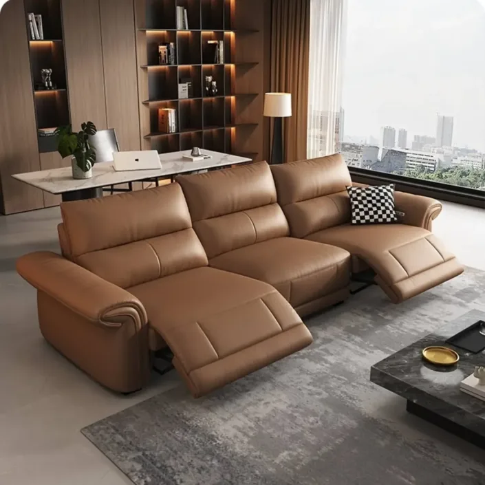 Globe Furnishings - Multifunctional Top-Grain Cowhide Electric Sofa Globe Furnishings - Multifunctional Top-Grain Cowhide Electric Sofa