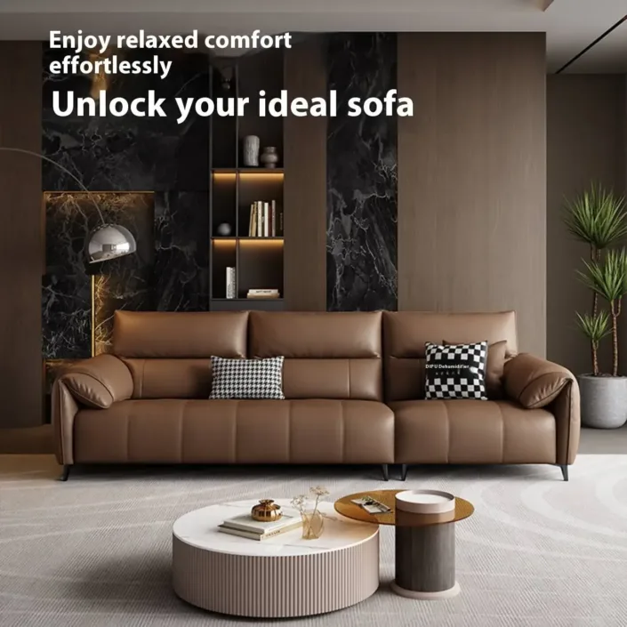 Globe Furnishings - Italian minimalist elephant ear genuine leather sofa Globe Furnishings - Italian minimalist elephant ear genuine leather sofa
