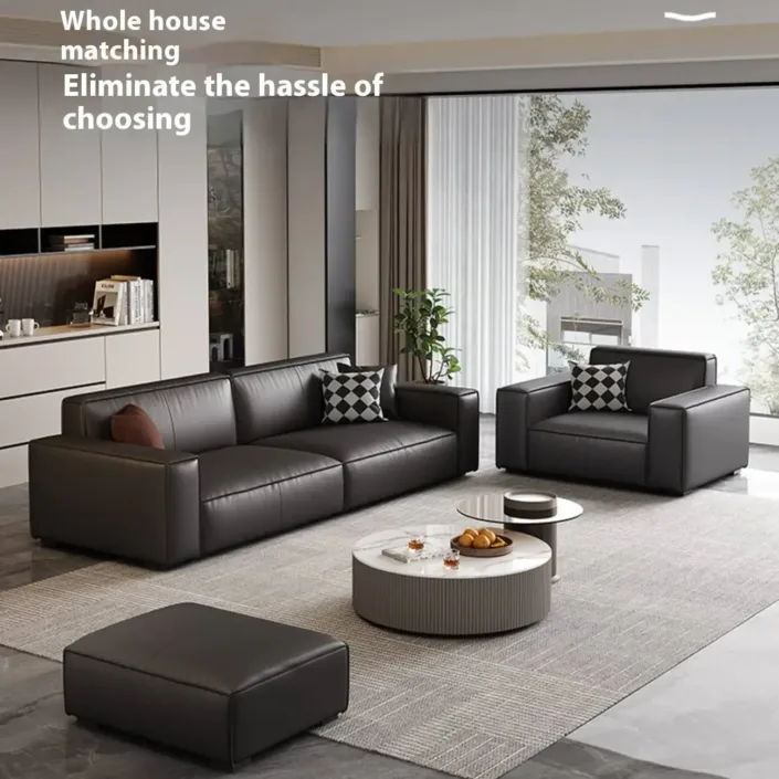 Globe Furnishings - Italian-Style Minimalist Genuine Leather Sofa Globe Furnishings - Italian-Style Minimalist Genuine Leather Sofa