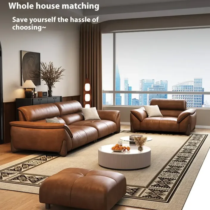 Globe Furnishings - Italian light luxury oil-wax leather sofa Globe Furnishings - Italian light luxury oil-wax leather sofa