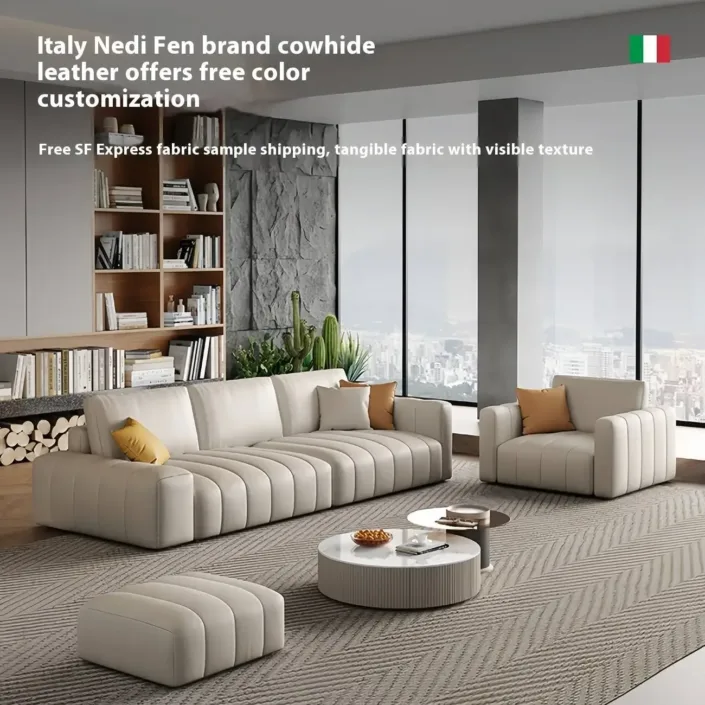 Globe Furnishings - Light luxury piano key leather sofa Globe Furnishings - Light luxury piano key leather sofa