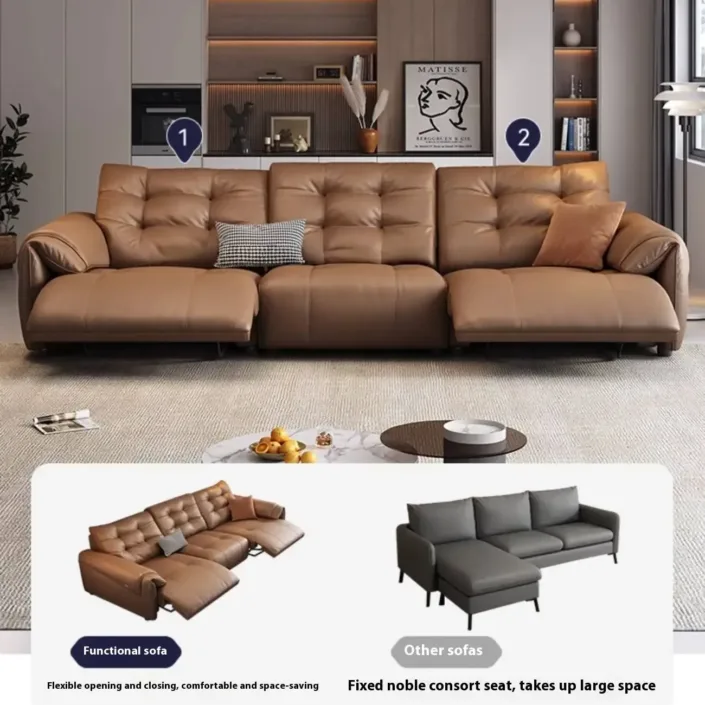 Globe Furnishings - Electric Multi-Function Top-Grain Leather Sofa Globe Furnishings - Electric Multi-Function Top-Grain Leather Sofa