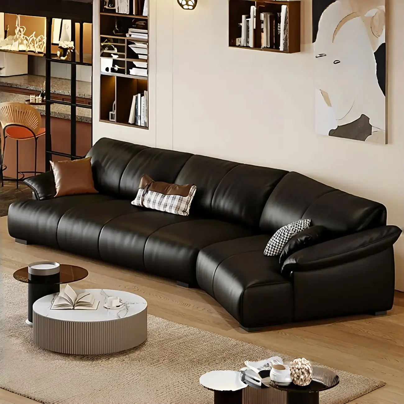 主图-02 Globe Furnishings - Italian-style luxury curved leather sofa
