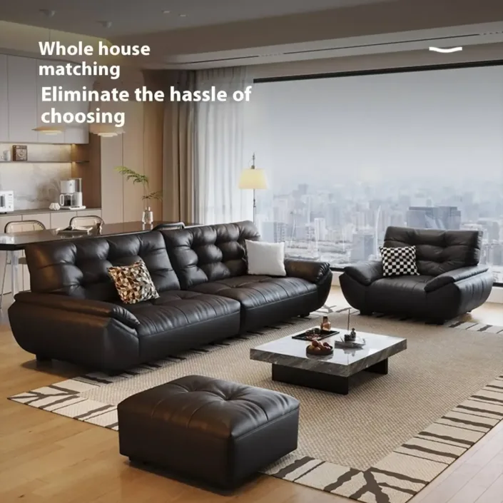 Globe Furnishings - Italian cloud-like top-grain leather sofa Globe Furnishings - Italian cloud-like top-grain leather sofa