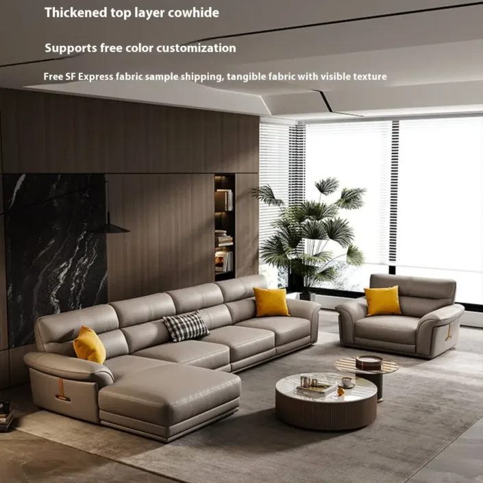 Globe Furnishings - Italian minimalist light luxury top-grain leather sofa Globe Furnishings - Italian minimalist light luxury top-grain leather sofa