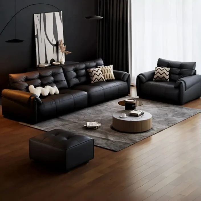 Globe Furnishings - Modern Minimalist Italian Top-Grain Leather Sofa Globe Furnishings - Modern Minimalist Italian Top-Grain Leather Sofa
