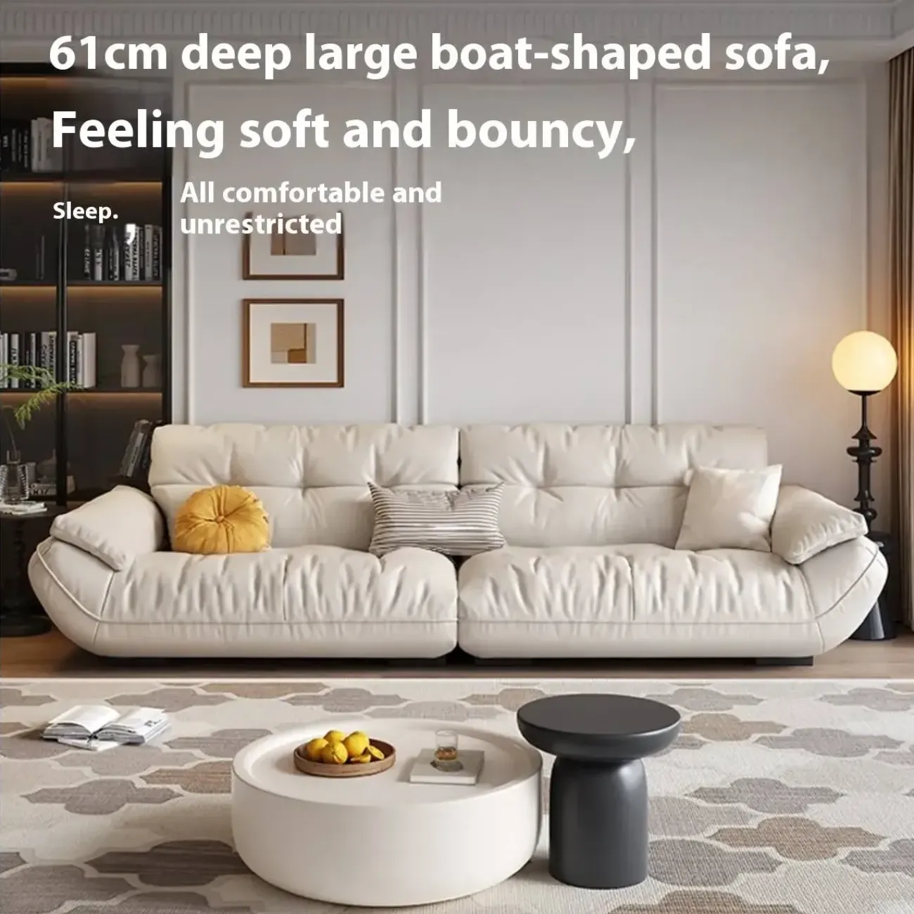 主图-02 Globe Furnishings - Luxury-inspired modern beige leather sofa