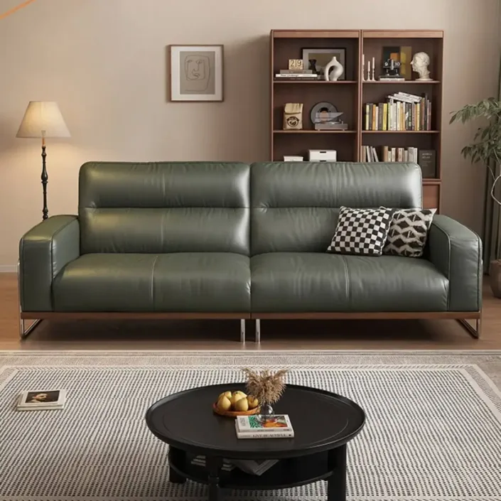 Globe Furnishings - Solid Wood Italian Vintage New Leather Sofa Globe Furnishings - Solid Wood Italian Vintage New Leather Sofa