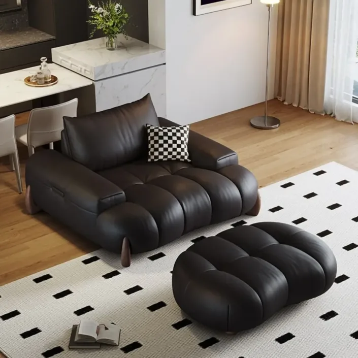 Italian modern minimalist genuine leather sofa chair