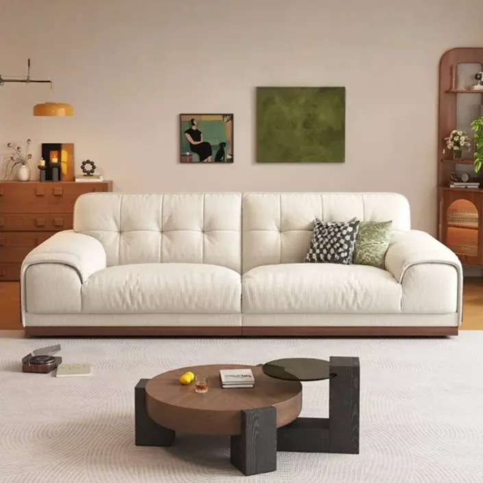 Straight-Line Solid Wood Big Black Bull Sofa