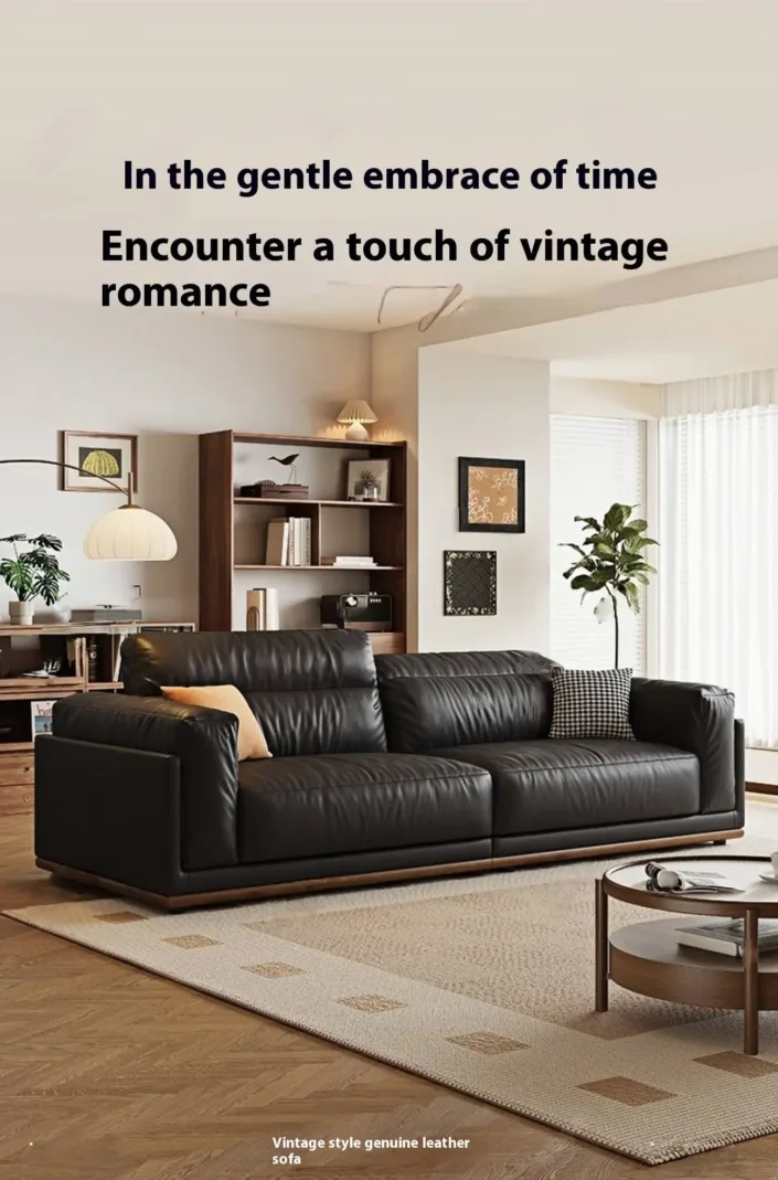 "Embrace of Time" Retro Romantic Leather Sofa