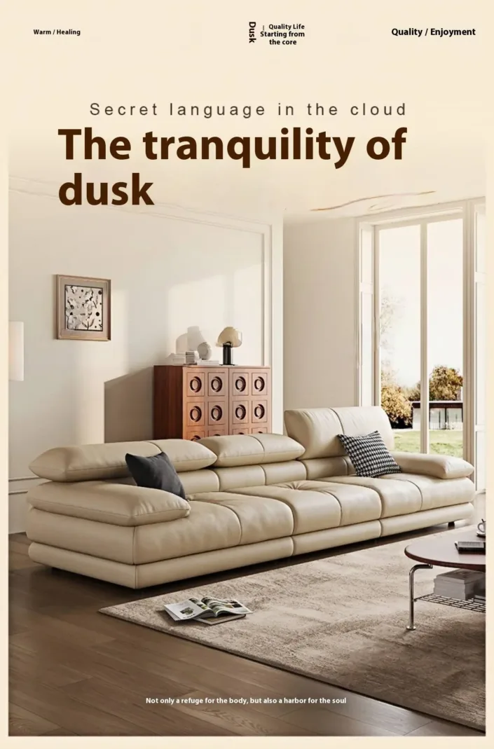Creamy leather sofa