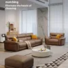 Italian Minimalist Light Luxury Top-Grain Leather Sofa