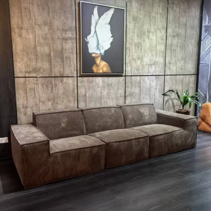 Globe Furnishings - Straight-back Damascus-style sectional sofa Globe Furnishings - Straight-back Damascus-style sectional sofa