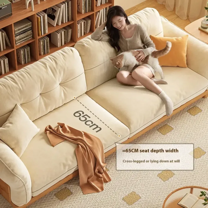 Globe Furnishings - New Chinese-Style Ash Wood Upholstered Sofa Globe Furnishings - New Chinese-Style Ash Wood Upholstered Sofa