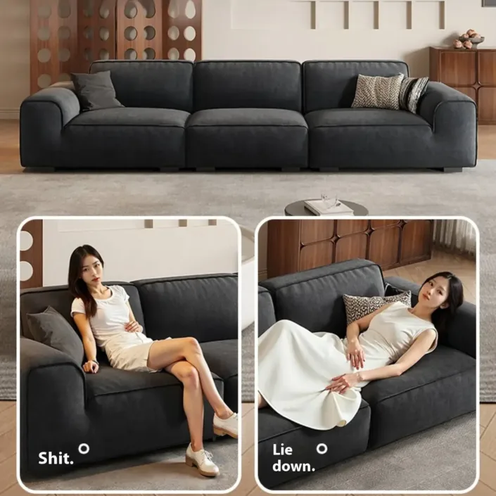 Globe Furnishings - Big Black Bull Italian-Style Living Room Straight-Back Sofa Globe Furnishings - Big Black Bull Italian-Style Living Room Straight-Back Sofa