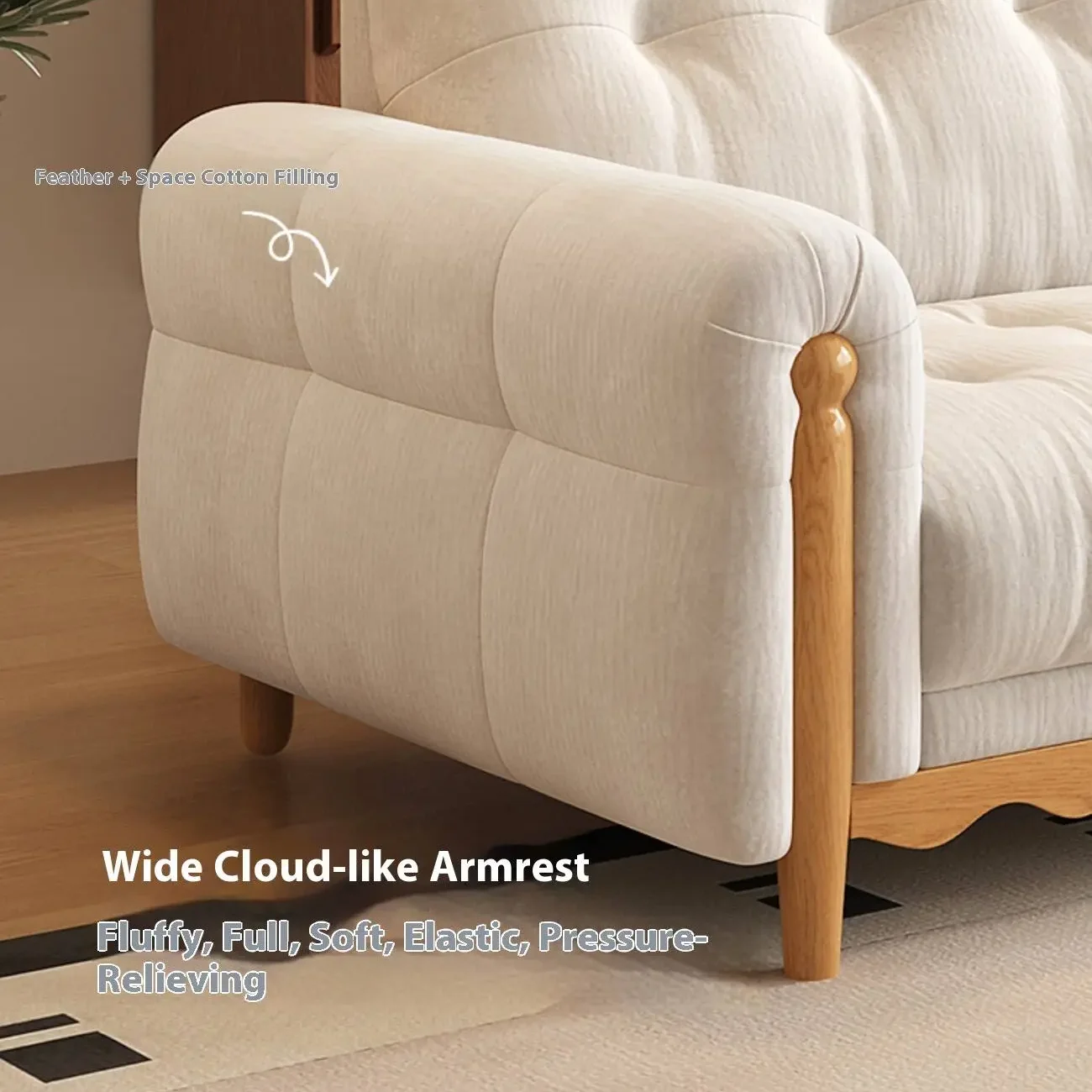 主图-03 Globe Furnishings - Solid Wood Mid-Century Straight-Back Chenille Sofa