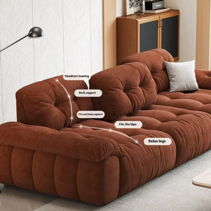 Globe Furnishings - Italian Minimalist Deep-Seated Straight-Back Chenille Upholstered Cloud-Like Sofa Globe Furnishings - Italian Minimalist Deep-Seated Straight-Back Chenille Upholstered Cloud-Like Sofa