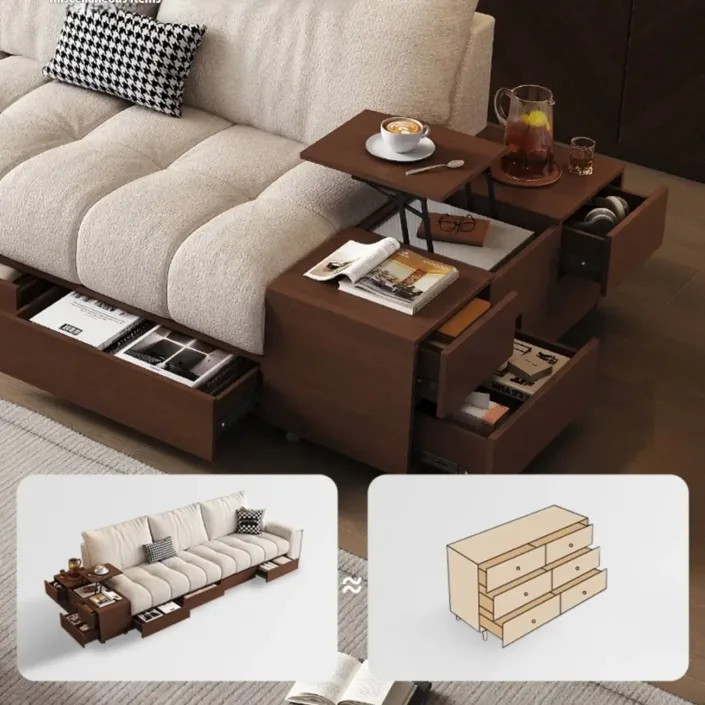 Globe Furnishings - Medieval-style cotton and linen solid wood fabric sofa Globe Furnishings - Medieval-style cotton and linen solid wood fabric sofa