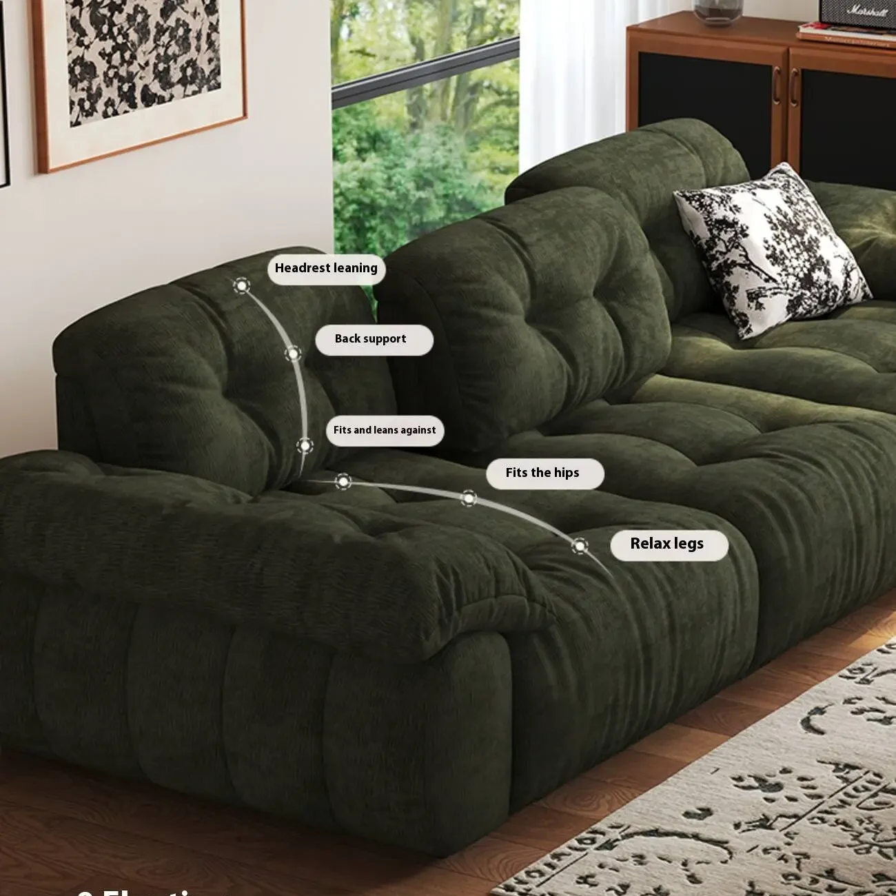 主图-03 Globe Furnishings - Chenille Italian Minimalist Adjustable Fabric Sofa