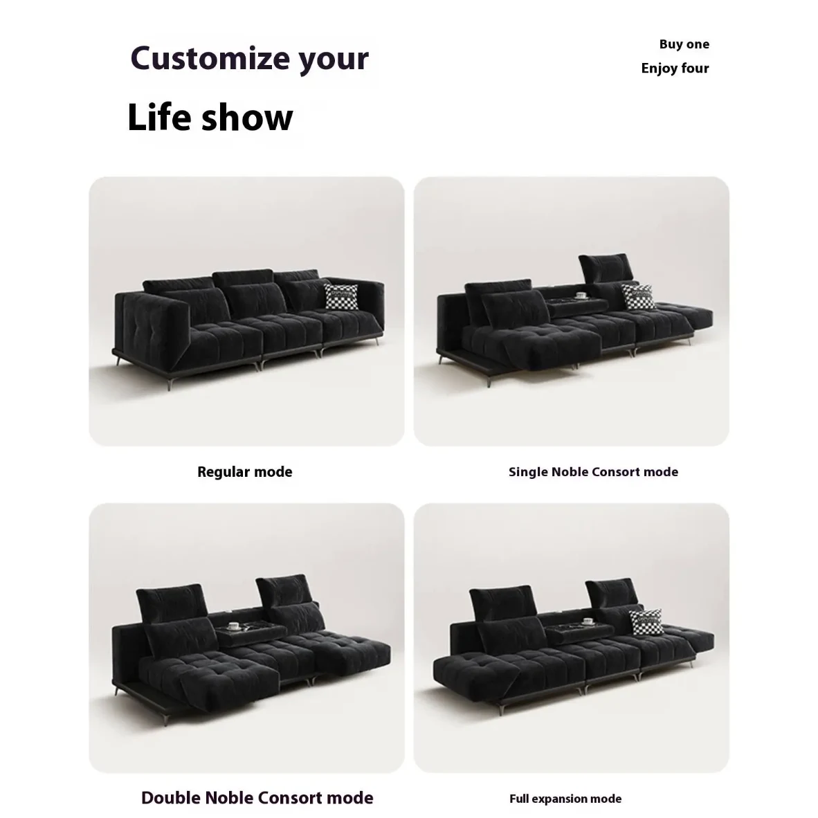 主图-03 Globe Furnishings - Versatile Multi-Functional Adjustable Fabric Sofa