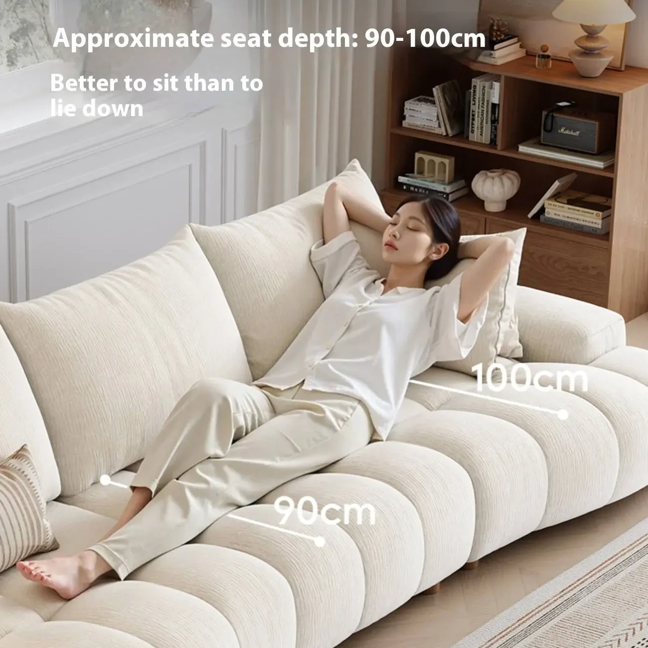 主图-03 Globe Furnishings - New Adjustable Deep-Seat Linear Fabric Sofa