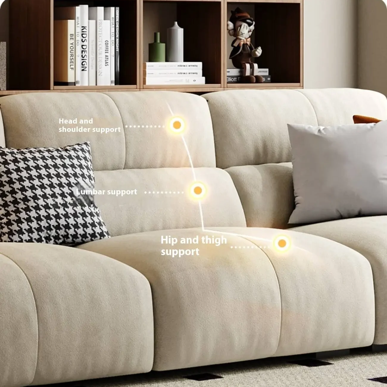 主图-03 Globe Furnishings - New Cream-Toned Tech Fabric Sofa in Linear Design