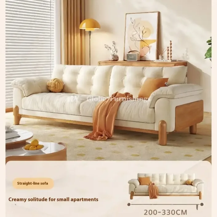 Globe Furnishings - Vintage-Style Solid Wood Cloud-Pattern Upholstered Sofa Globe Furnishings - Vintage-Style Solid Wood Cloud-Pattern Upholstered Sofa