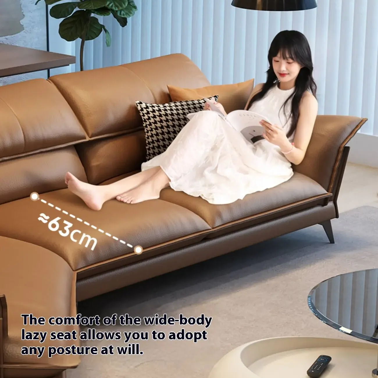 主图-03 Globe Furnishings - Italian Minimalist Corner Leather Sofa