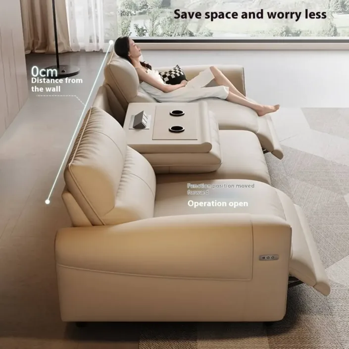 Globe Furnishings - Multifunctional Cup Holder Leather Sofa Globe Furnishings - Multifunctional Cup Holder Leather Sofa