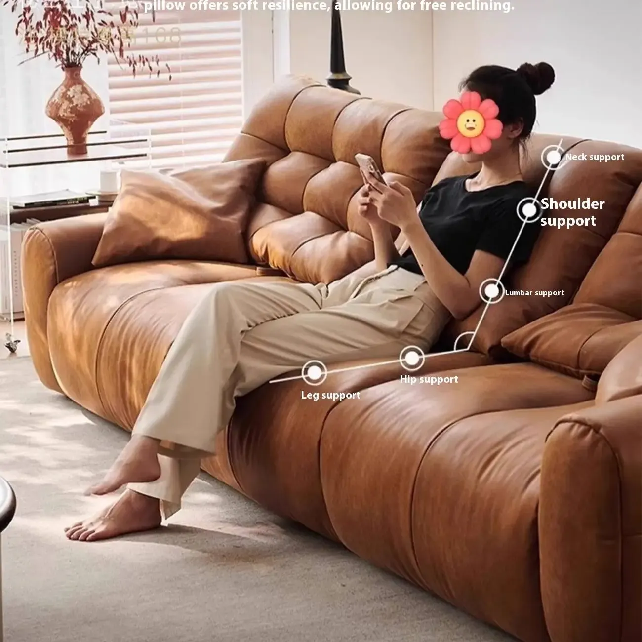 主图-03 Globe Furnishings - Italian-style adjustable function leather sofa