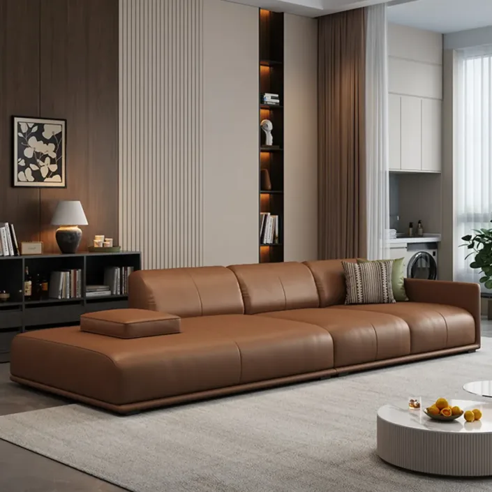 Globe Furnishings - Module cream-colored top-grain leather sofa Globe Furnishings - Module cream-colored top-grain leather sofa