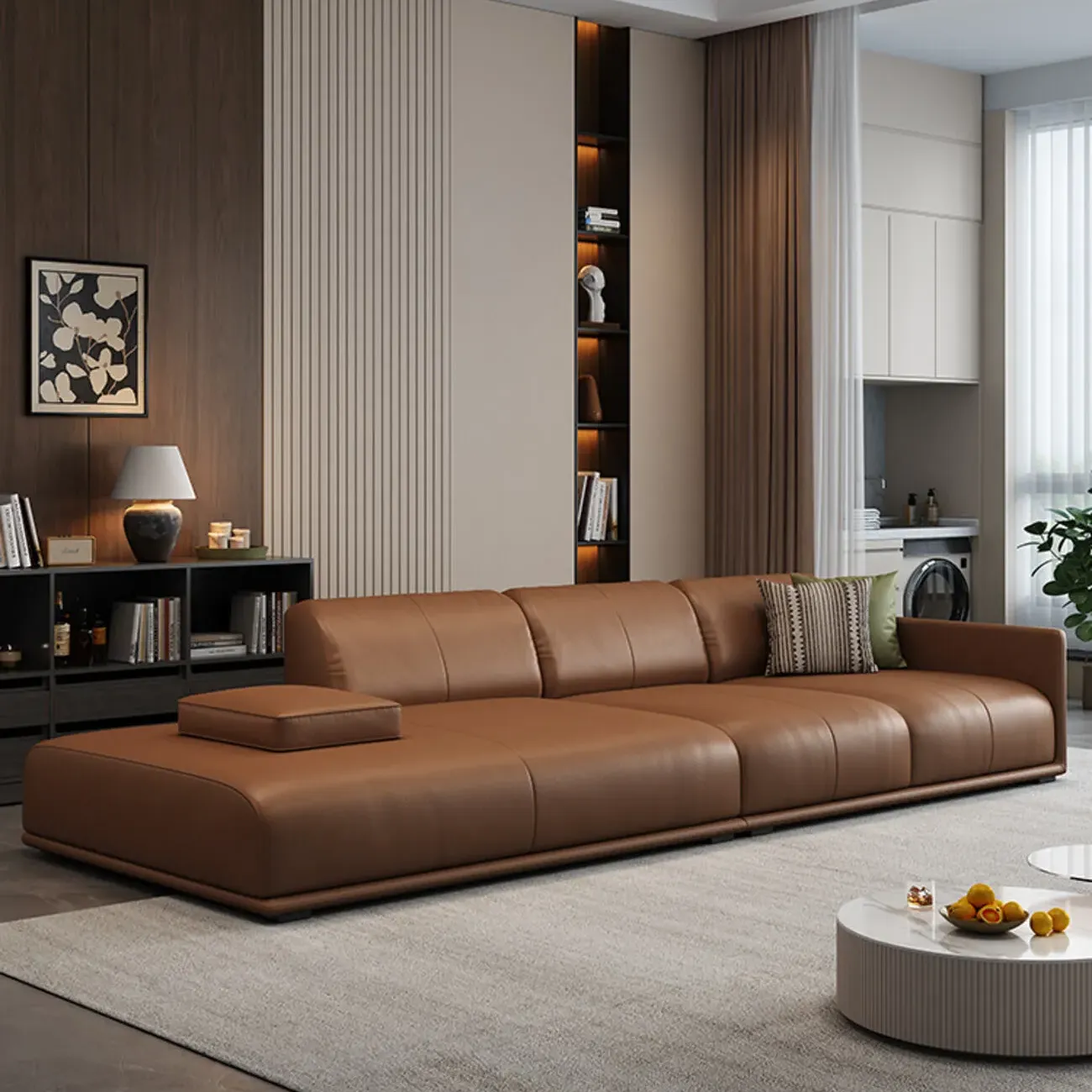主图-03 Globe Furnishings - Module cream-colored top-grain leather sofa
