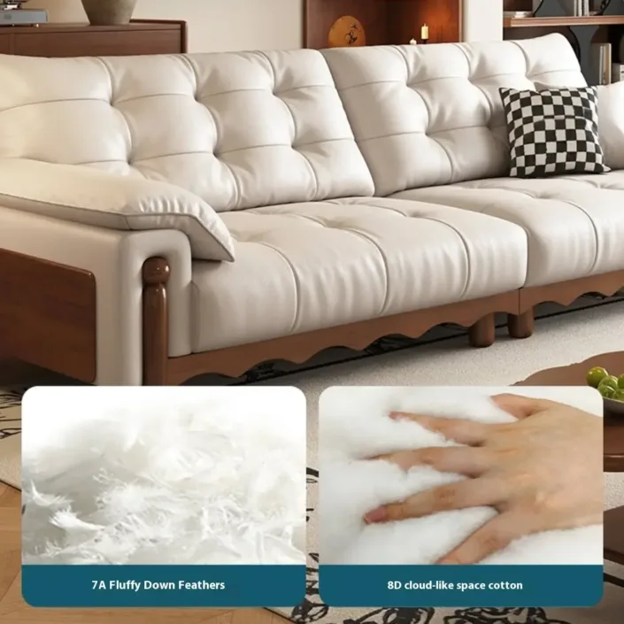 Globe Furnishings - Italian Minimalist Mid-Century Cloud Leather Sofa Globe Furnishings - Italian Minimalist Mid-Century Cloud Leather Sofa