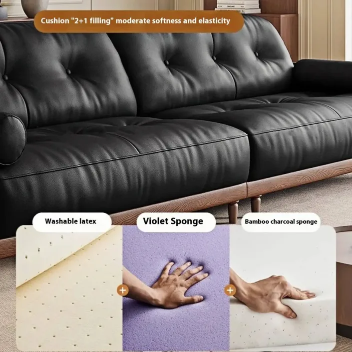 Globe Furnishings - American-style vintage top-grain leather straight sofa Globe Furnishings - American-style vintage top-grain leather straight sofa