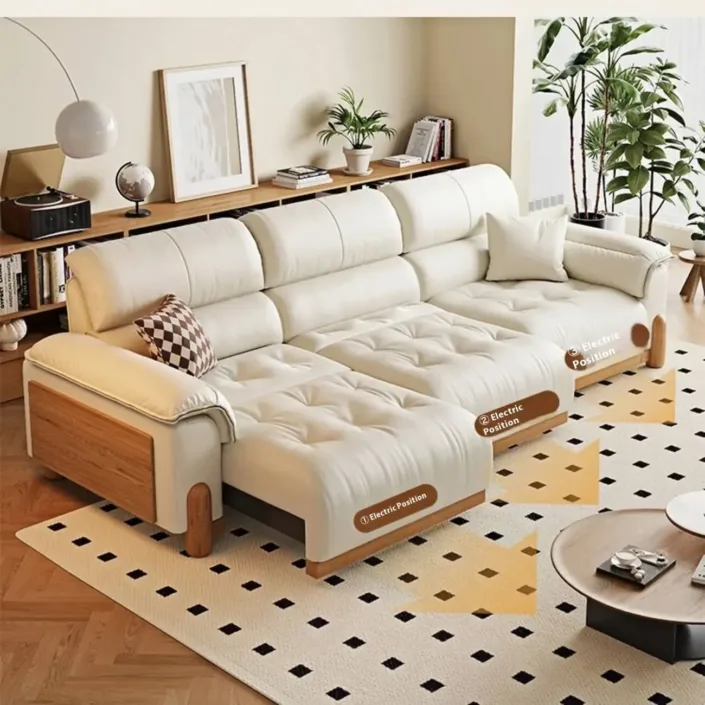 Globe Furnishings - Vintage-Style Multifunctional Electric Top-Grain Leather Sofa Globe Furnishings - Vintage-Style Multifunctional Electric Top-Grain Leather Sofa