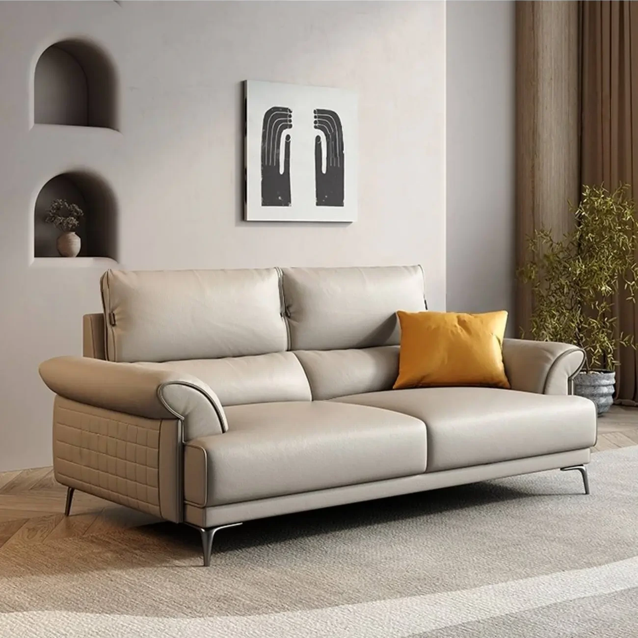 主图-03 Globe Furnishings - Italian Nordic-inspired luxury leather sofa