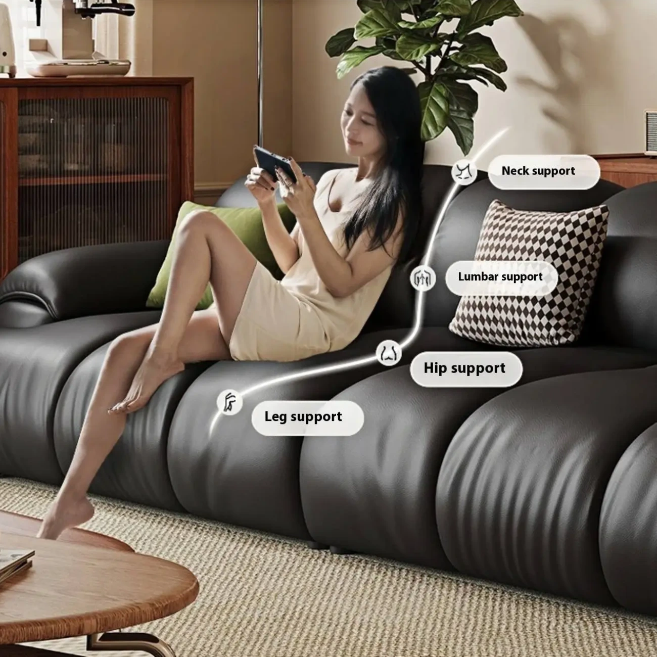 主图-03 Globe Furnishings - New Luxury Cloud-Style Leather Sofa