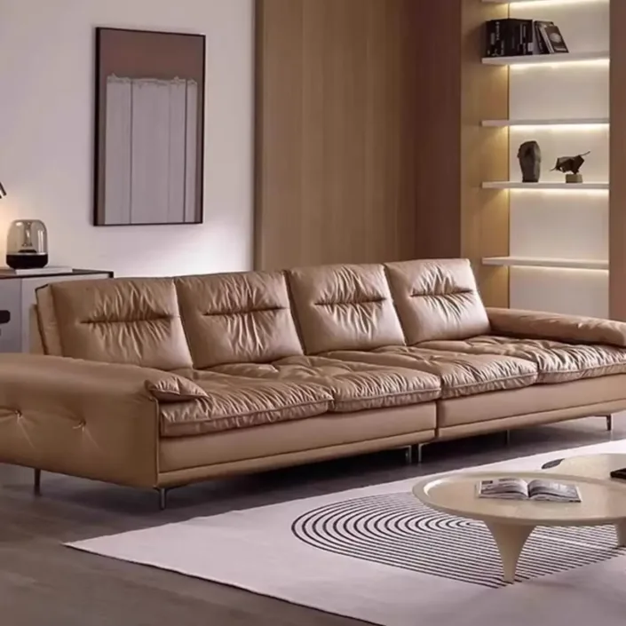 Globe Furnishings - Elephant ear genuine leather sofa with adjustable backrest Globe Furnishings - Elephant ear genuine leather sofa with adjustable backrest