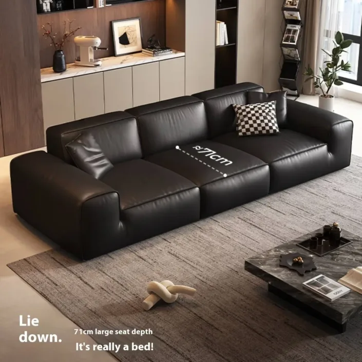 Globe Furnishings - Italian Luxury Black Cowhide Leather Sofa Globe Furnishings - Italian Luxury Black Cowhide Leather Sofa