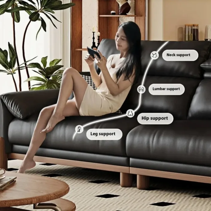 Globe Furnishings - Warm and retro genuine leather sofa Globe Furnishings - Warm and retro genuine leather sofa