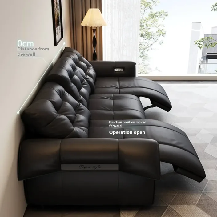 Globe Furnishings - Italian Swan Zero Wall Electric Function Leather Sofa