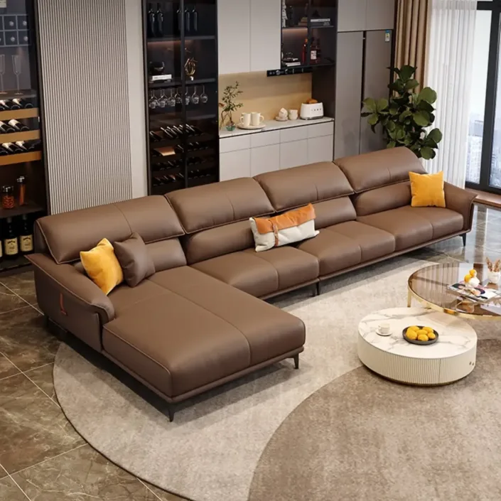 Globe Furnishings - Italian minimalist top-grain leather corner sofa set Globe Furnishings - Italian minimalist top-grain leather corner sofa set