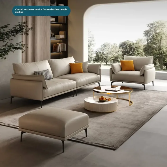 Globe Furnishings - Italian Minimalist Top-Grain Leather Designer Sofa Globe Furnishings - Italian Minimalist Top-Grain Leather Designer Sofa
