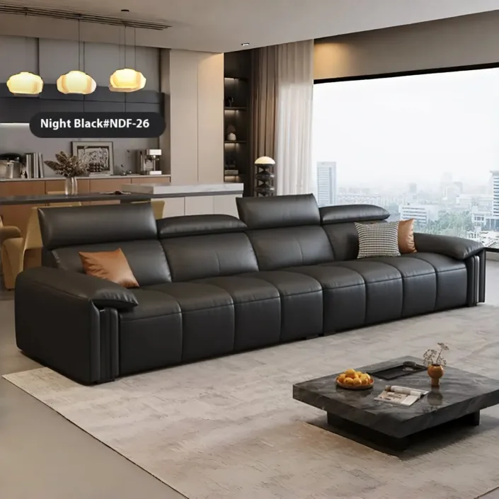 Globe Furnishings - Italian Minimalist Straight-Line Top-Grain Leather Sofa Globe Furnishings - Italian Minimalist Straight-Line Top-Grain Leather Sofa