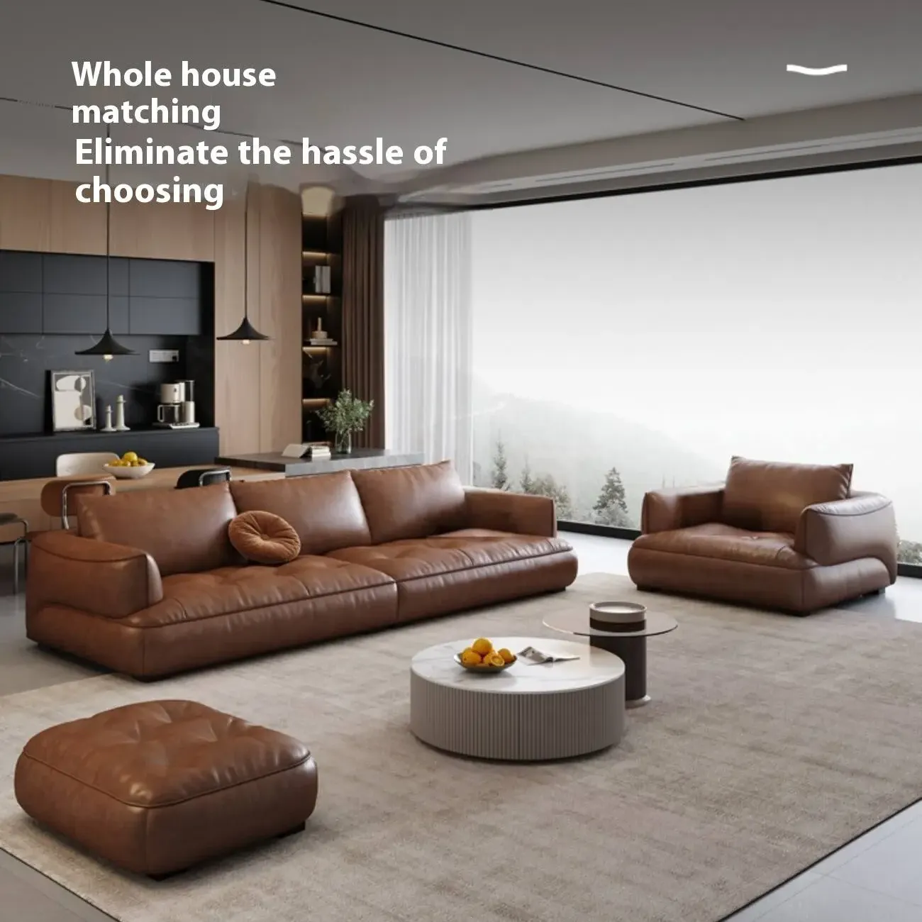 主图-03 Globe Furnishings - Italian Creative Shaped Leather Chaise Lounge Sofa