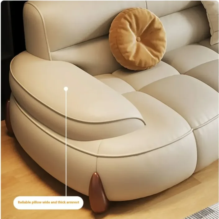 Globe Furnishings - Creamy wind piano key arc-shaped leather sofa Globe Furnishings - Creamy wind piano key arc-shaped leather sofa