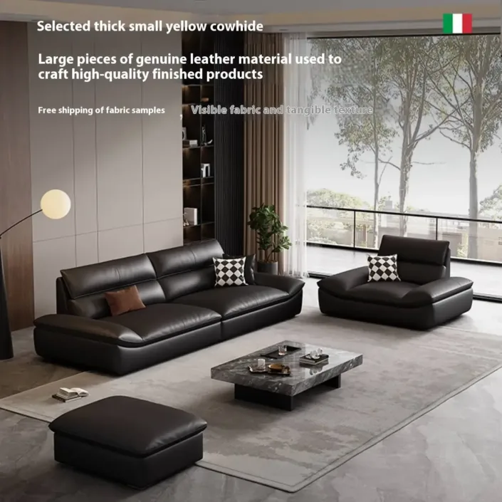Globe Furnishings - Italian Light Luxury Top-Grain Leather Sailboat Sofa Globe Furnishings - Italian Light Luxury Top-Grain Leather Sailboat Sofa