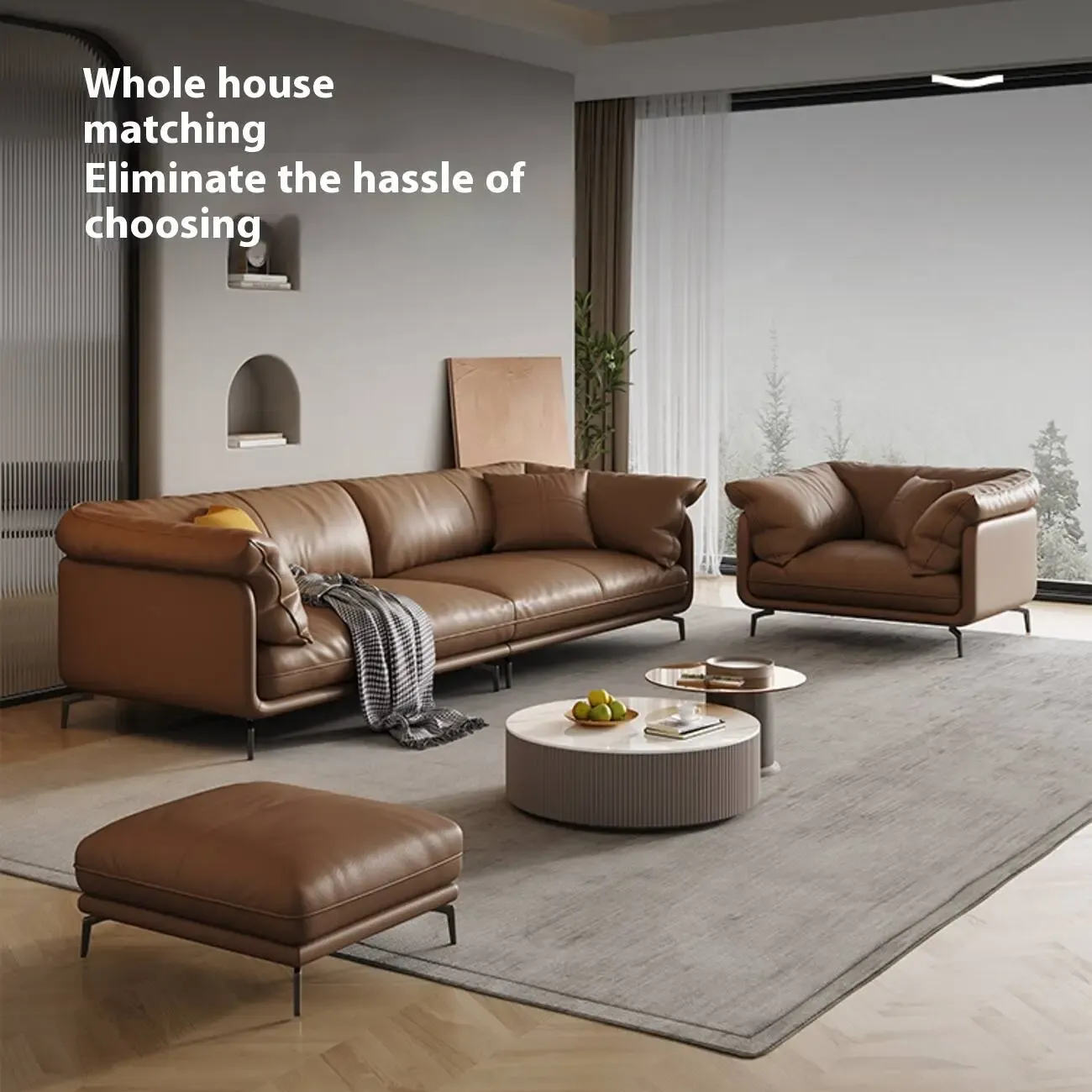 主图-03 Globe Furnishings - Italian Luxury Scandinavian Leather Sofa